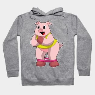 Pig at Fitness with Rubber band Hoodie